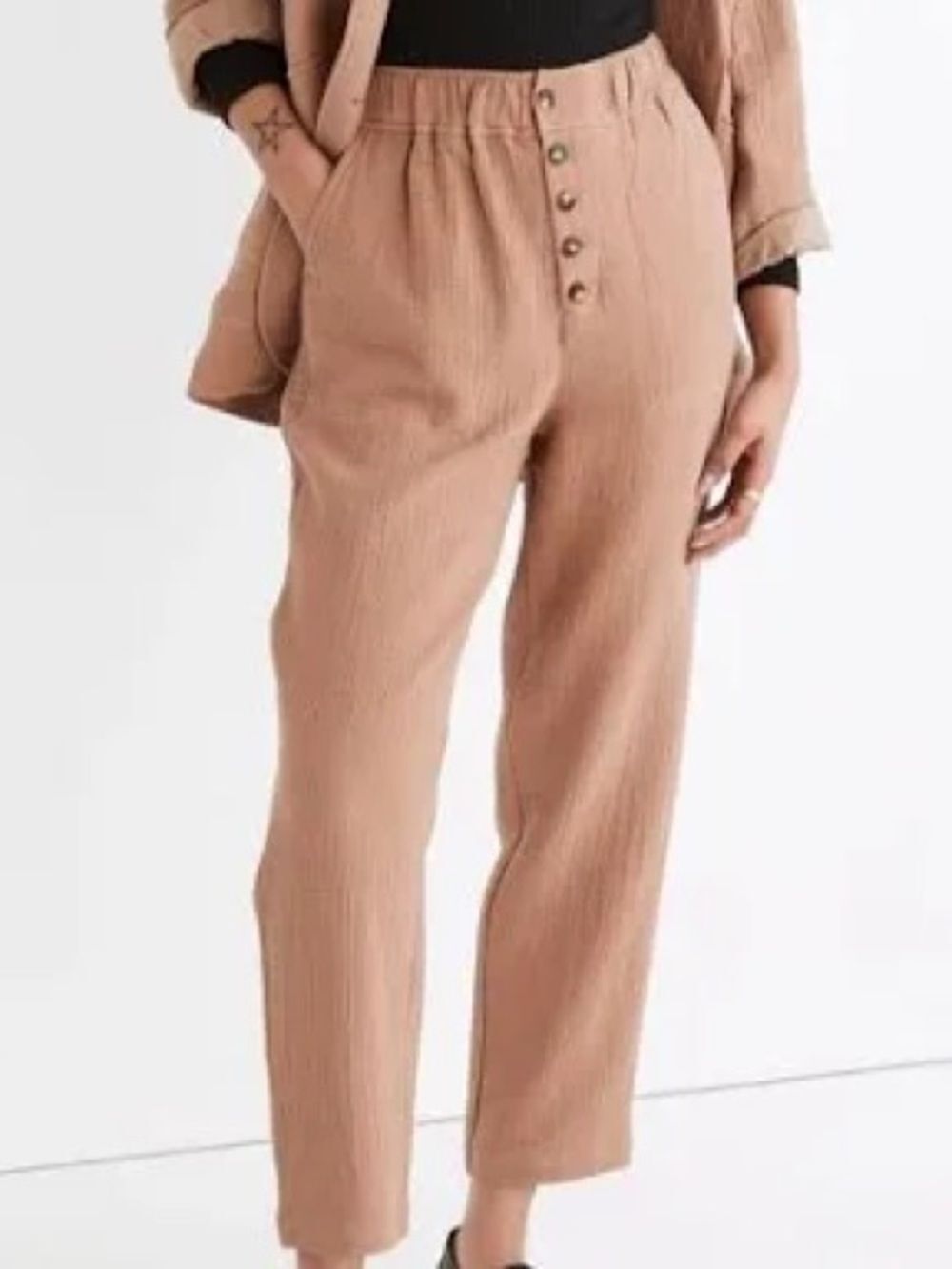Madewell Lightspun Gauze Button-Front Pull-On Pants S